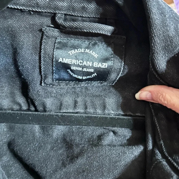 American Bazi Ladies Black Distressed Denim Jacket - Picture 8 of 11